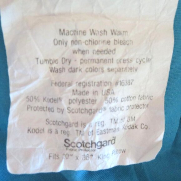 Vintage King Size Ruffled Teal Blue Pillow Shams Pillowcase Pair of 2 USA Made - Picture 6 of 6